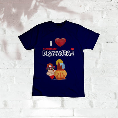 I Love Prayagraj Round Neck T-Shirt Happy Cultures