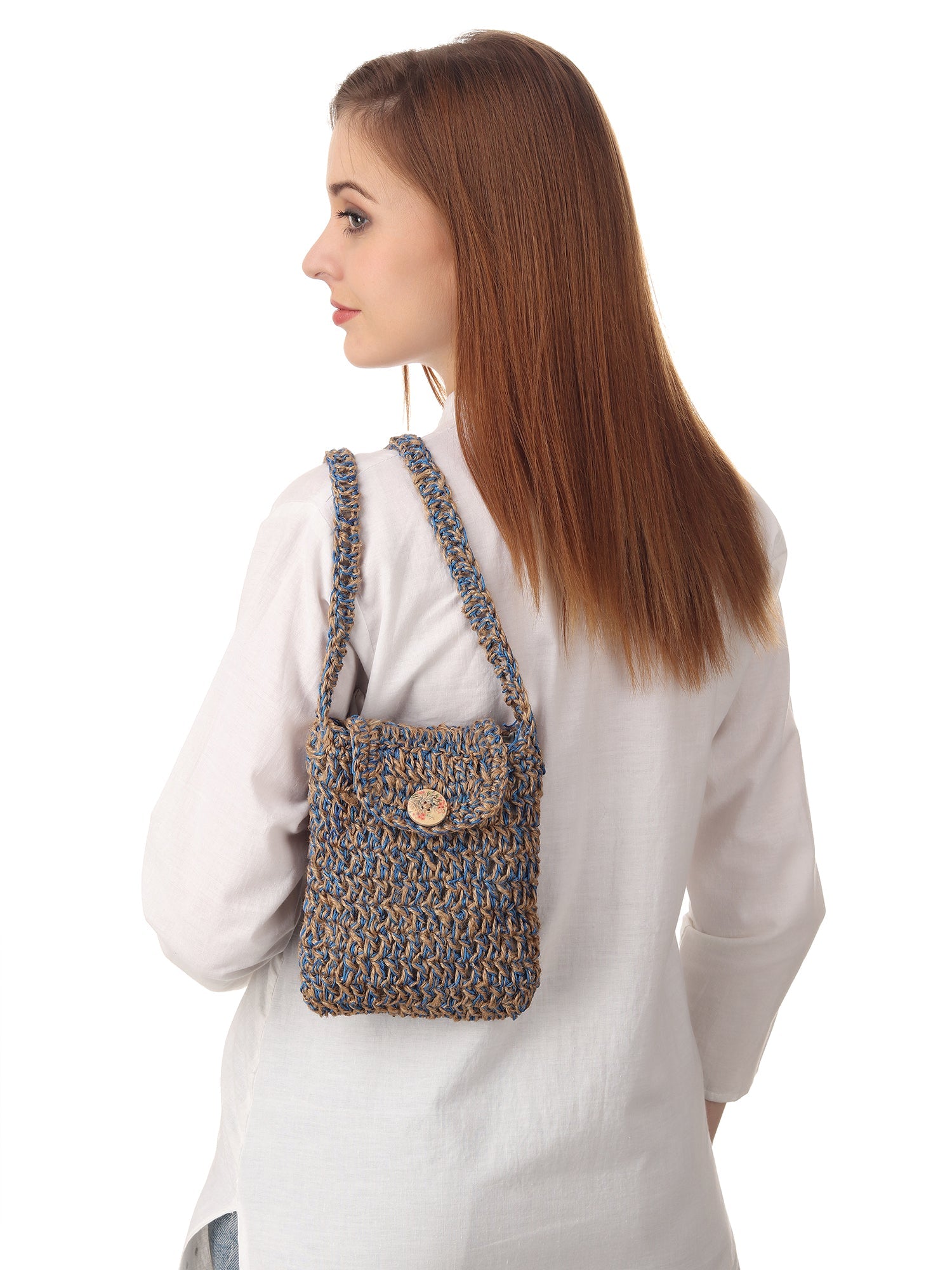 Jute Blue Crochet Sling Bag Happy Cultures
