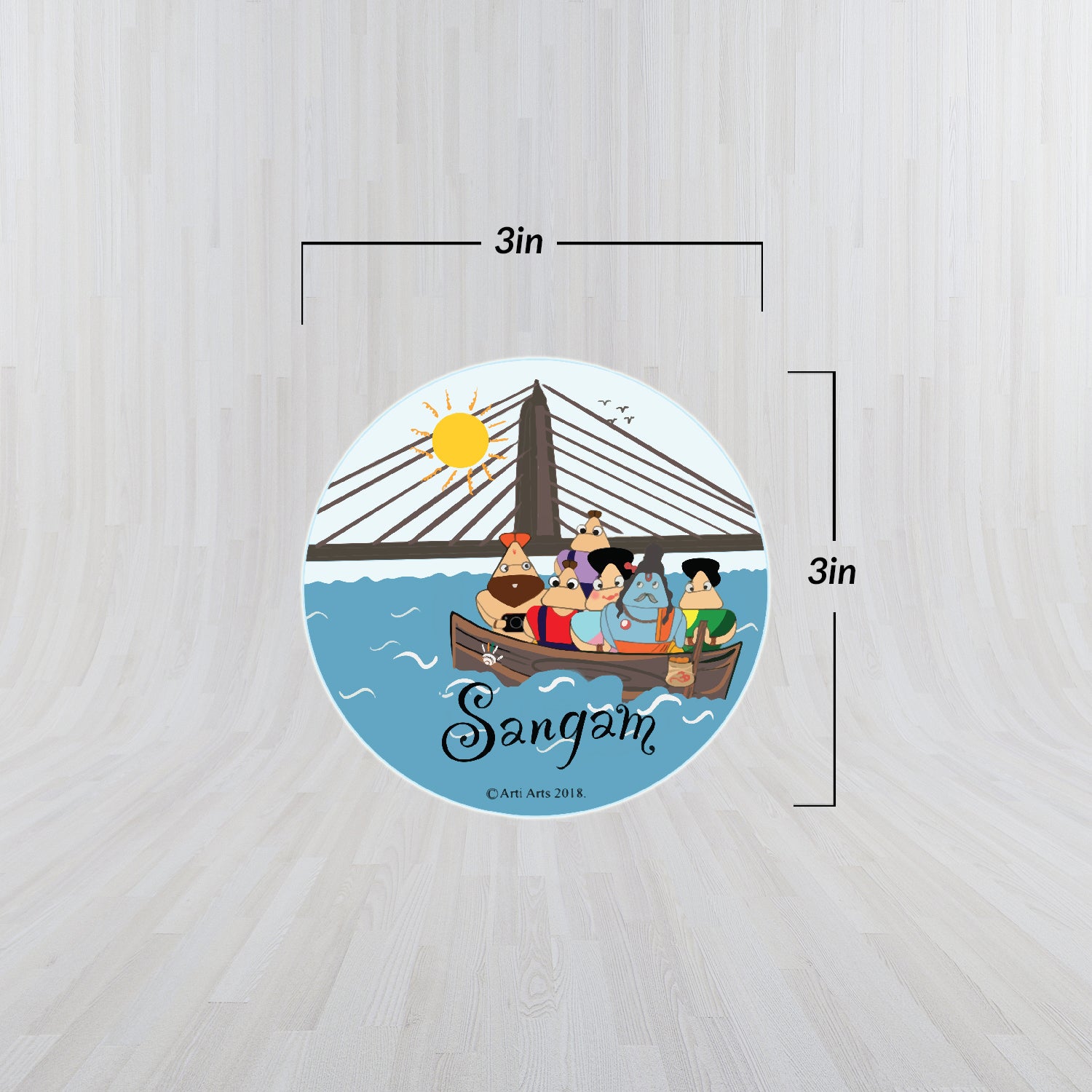 Kumbh Mela Sangam Fridge Magnet (3 inch) Happy Cultures