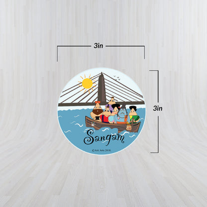 Kumbh Mela Sangam Fridge Magnet (3 inch) Happy Cultures
