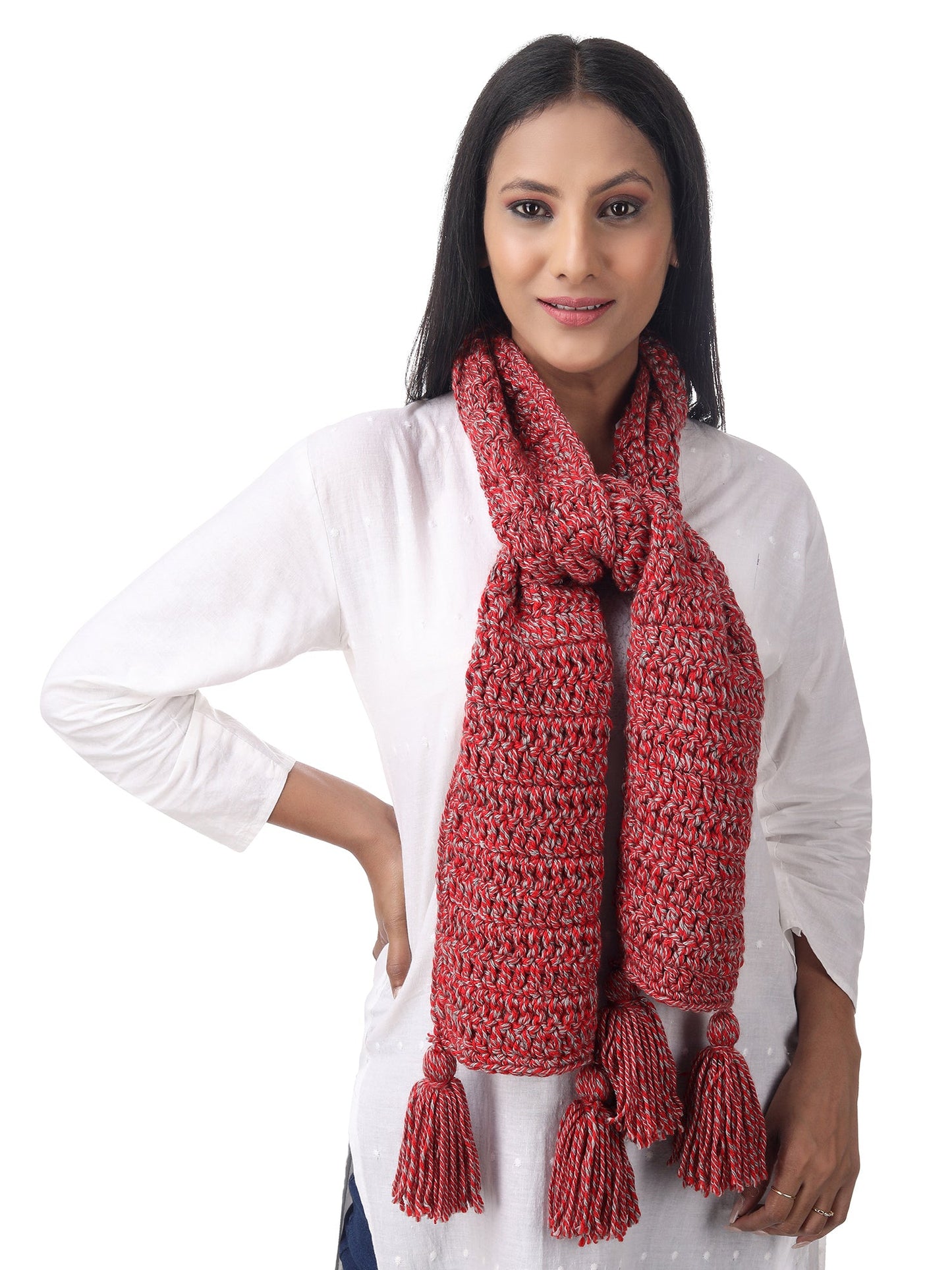 Minimalist Red Crochet Scarf Happy Cultures