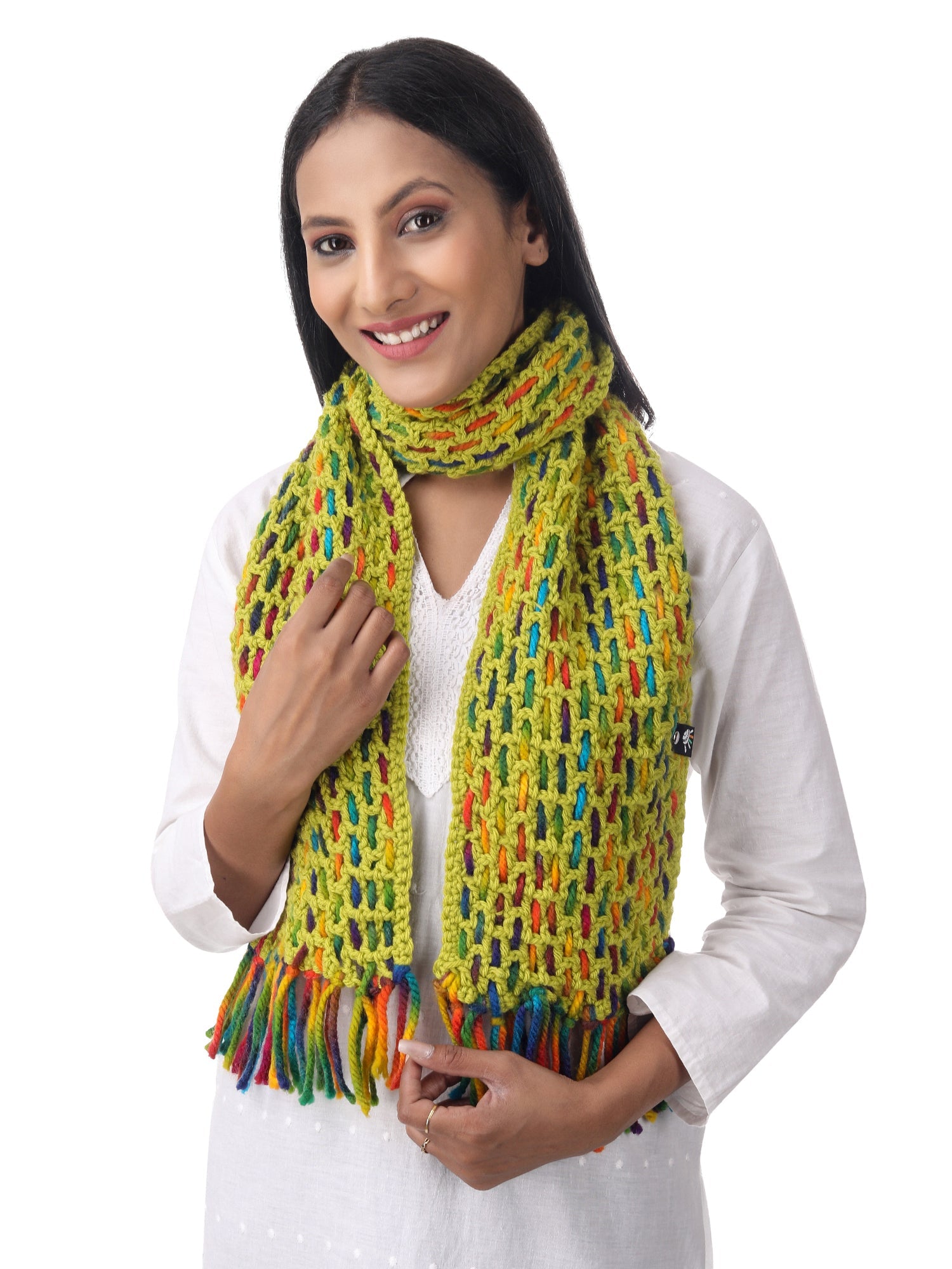 Parrot Green Fusion Weave Scarf Happy Cultures