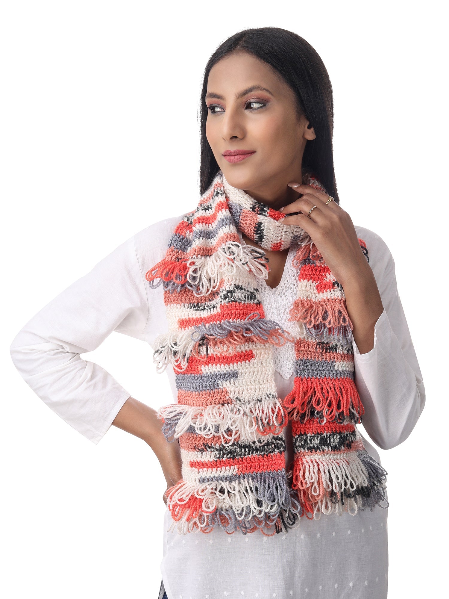 Radiant Koi Orange Frilled Scarf Happy Cultures