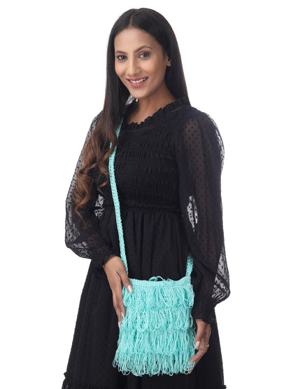 Seagreen Frilled Crochet Satchel Happy Cultures
