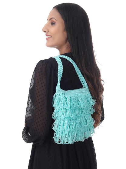 Seagreen Frilled Crochet Satchel Happy Cultures