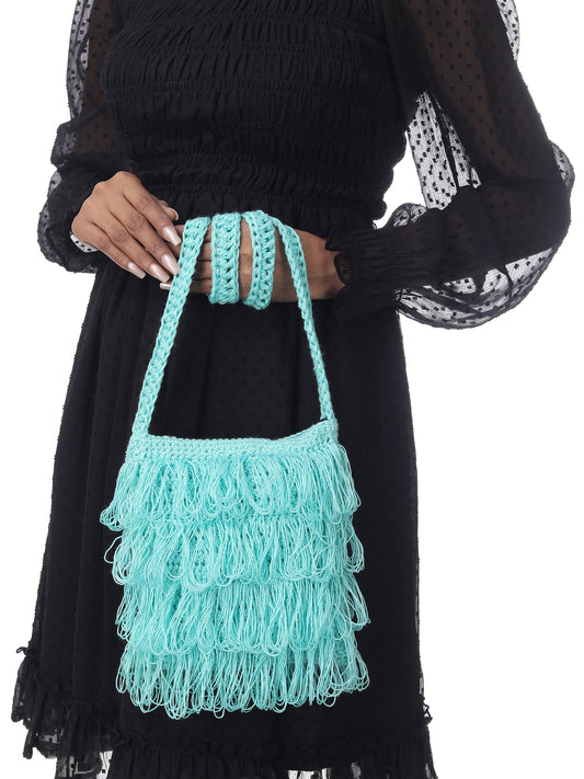 Seagreen Frilled Crochet Satchel Happy Cultures