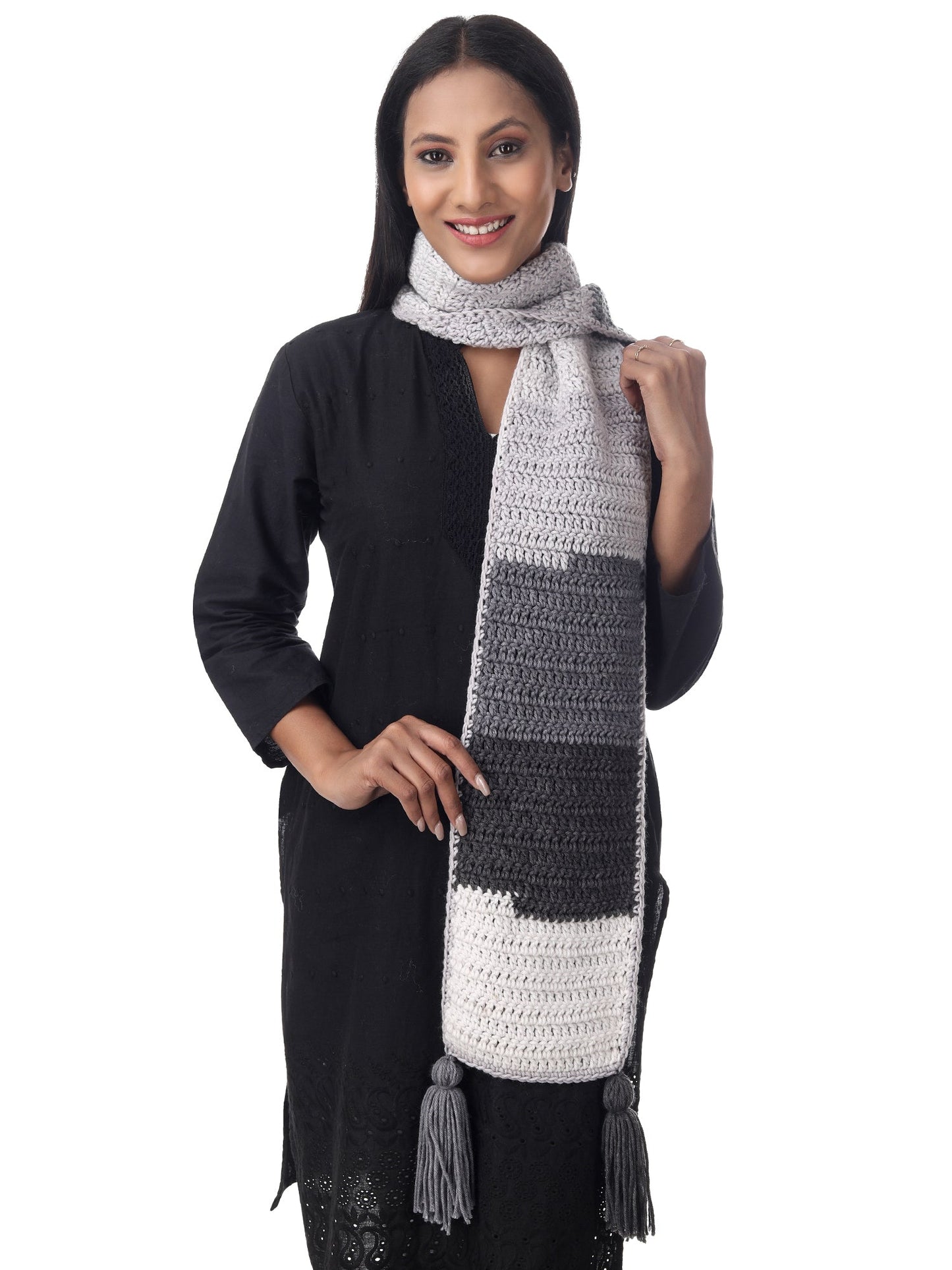 Shades Grey Crochet Scarf Happy Cultures
