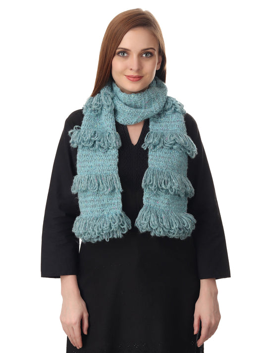 Sophisticated Azure Frilled Scarf Happy Cultures