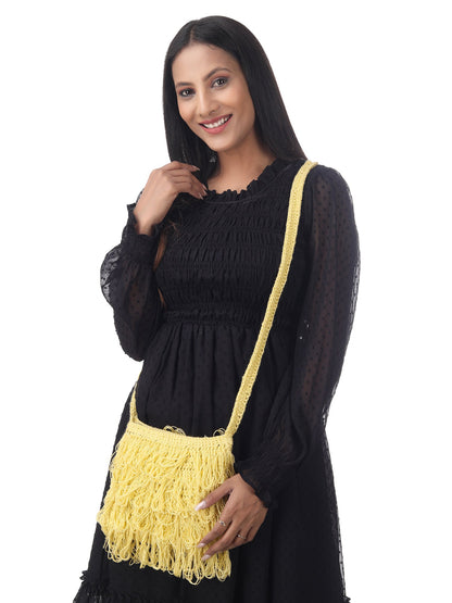 Sunny Yellow Frilled Crochet Satchel Happy Cultures
