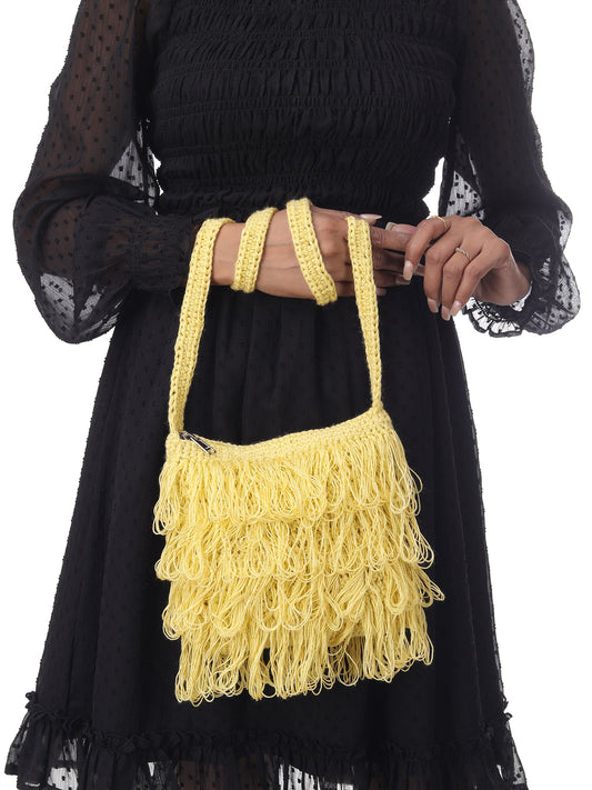 Sunny Yellow Frilled Crochet Satchel Happy Cultures