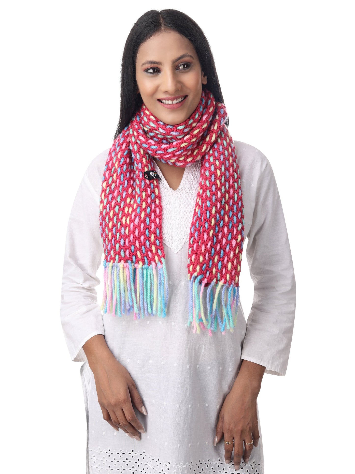 Vibrant Crimson Weave Scarf Happy Cultures