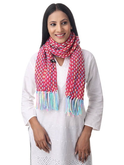 Vibrant Crimson Weave Scarf Happy Cultures
