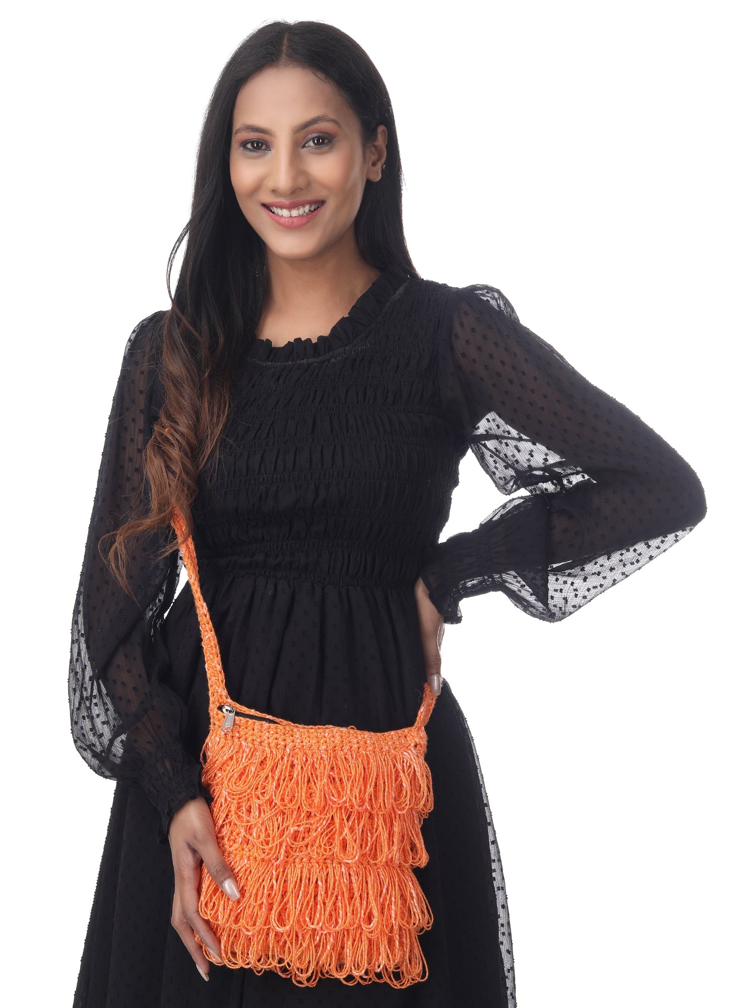 Vivid Frilled Crochet Satchel Happy Cultures