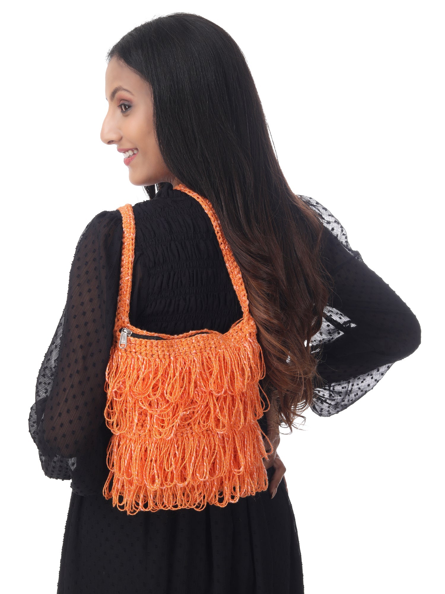 Vivid Frilled Crochet Satchel Happy Cultures