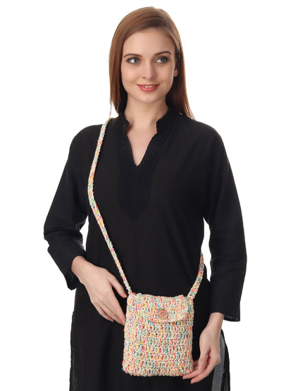 White Multi Crochet Sling Bag Happy Cultures
