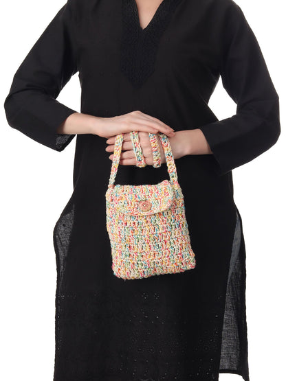 White Multi Crochet Sling Bag Happy Cultures