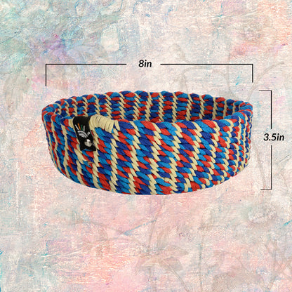 Happy Cultures 'Aster' Vibrant Red and Blue Braided Basket
