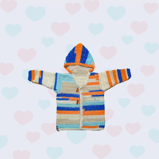 Beige Blue Hoodie Sweater - Happy Cultures