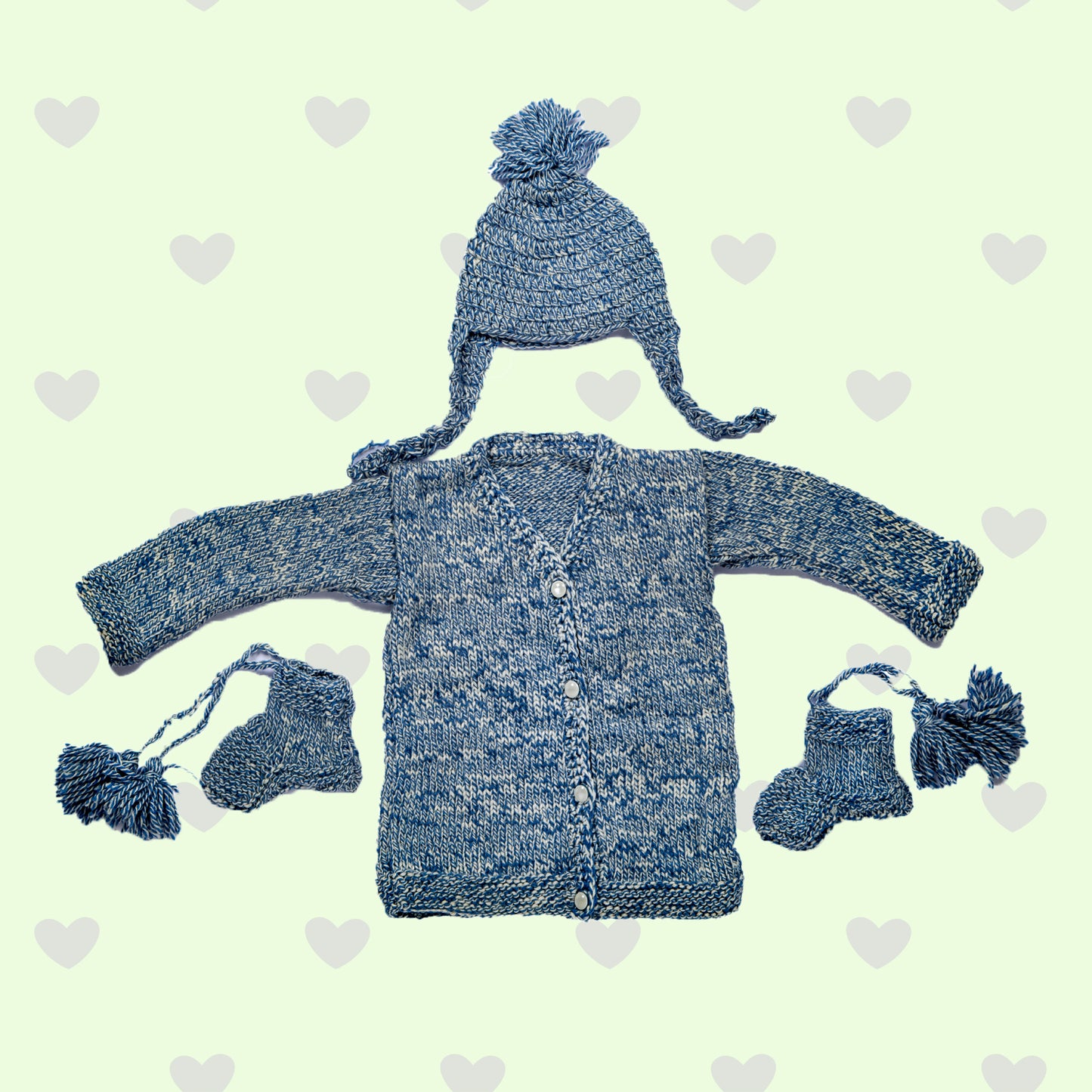 Bluish Grey Woolen Sweater, Sock and Cap Set - Happy Cultures