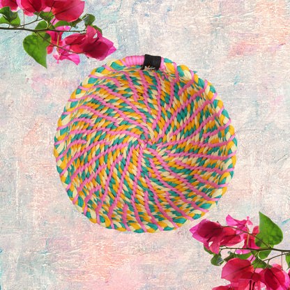 Happy Cultures 'Vibrant' Green and Pink Braided Basket