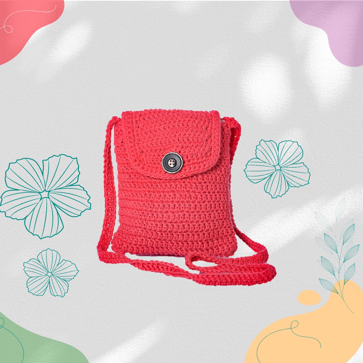 Happy Cultures Coral Crocheted Sling Bag