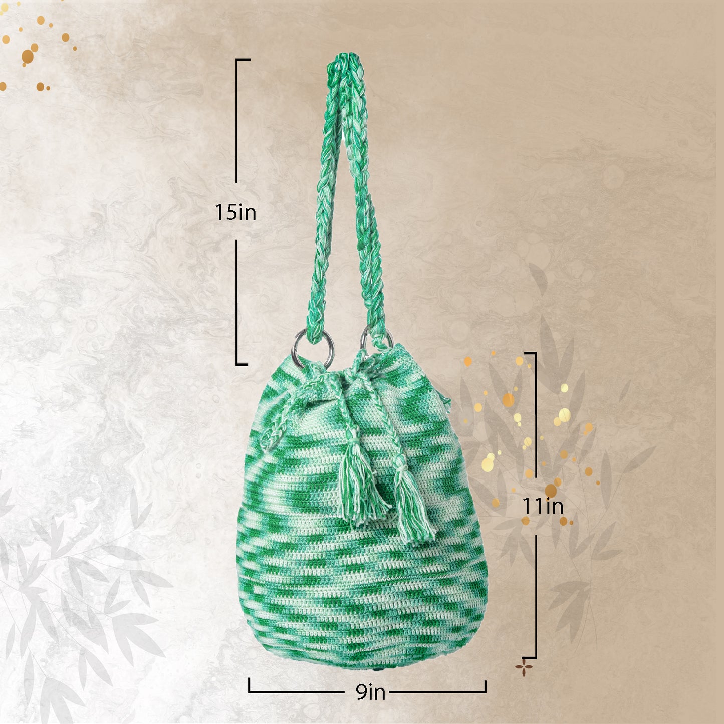 Happy Cultures Emerald Green Tassel Potli Bag
