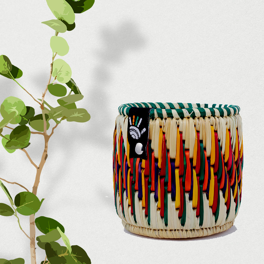 Happy Cultures 'Fiery' Red and Yellow Moonj Pen Stand