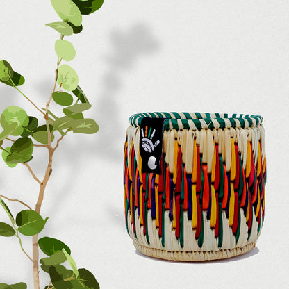 Happy Cultures 'Fiery' Red and Yellow Moonj Pen Stand