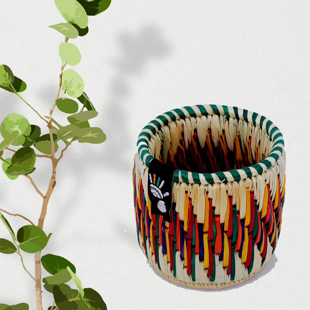 Happy Cultures 'Fiery' Red and Yellow Moonj Pen Stand
