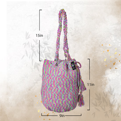 Happy Cultures Fluoro Multi Colour Tassel Potli Bag