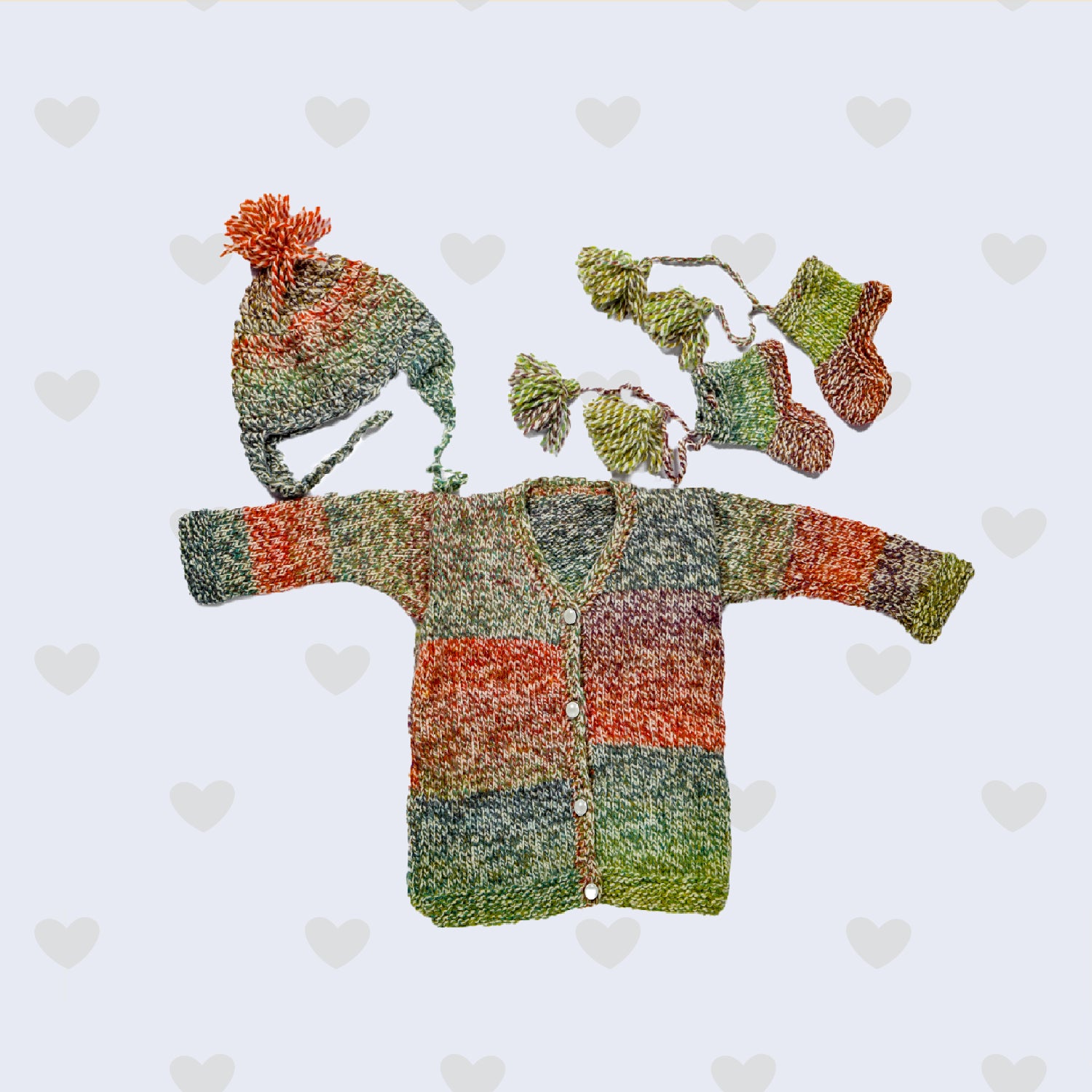 Green Woolen Sweater, Sock and Cap Set - Happy Cultures