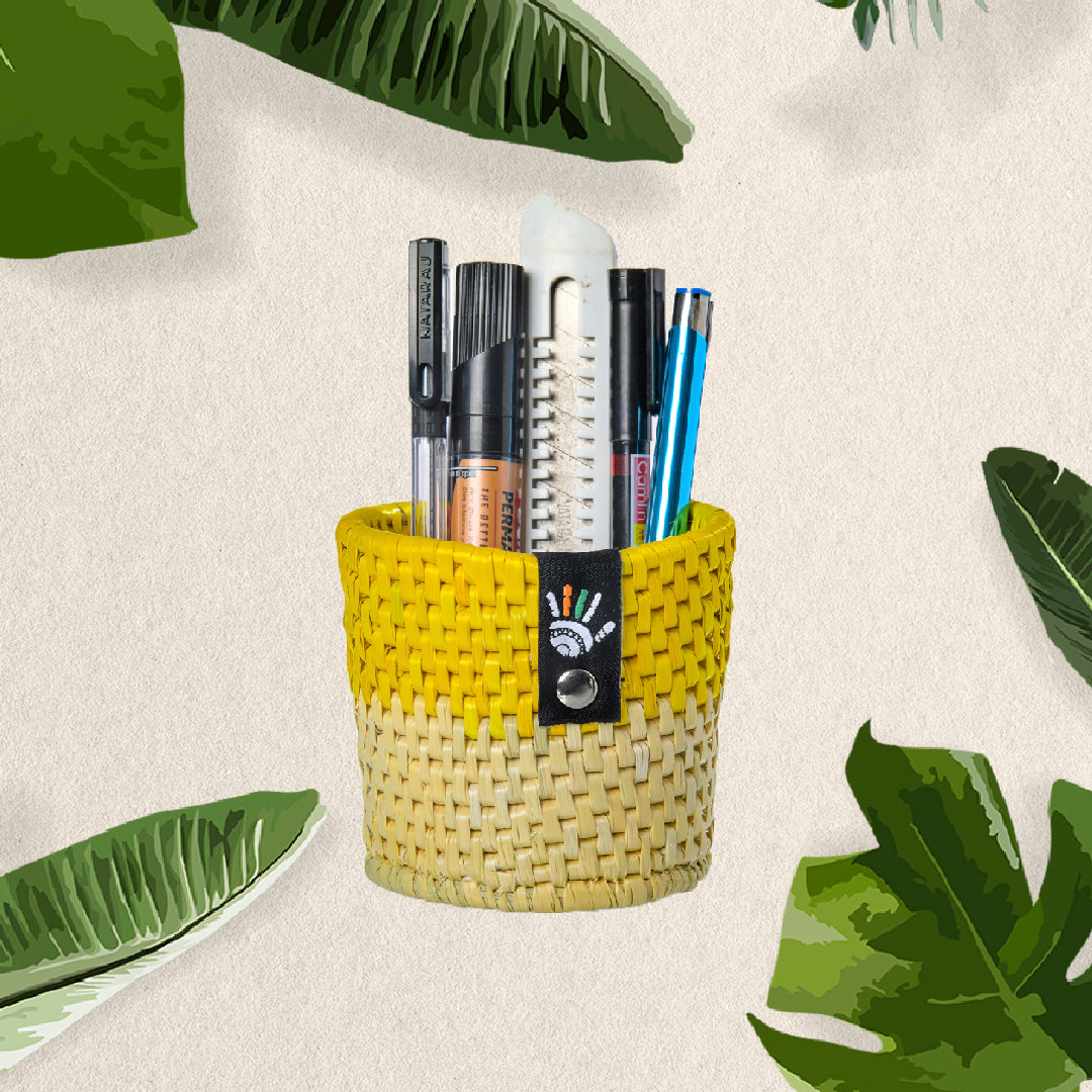 Happy Cultures 'Yellow' Moonj Pen Stand 