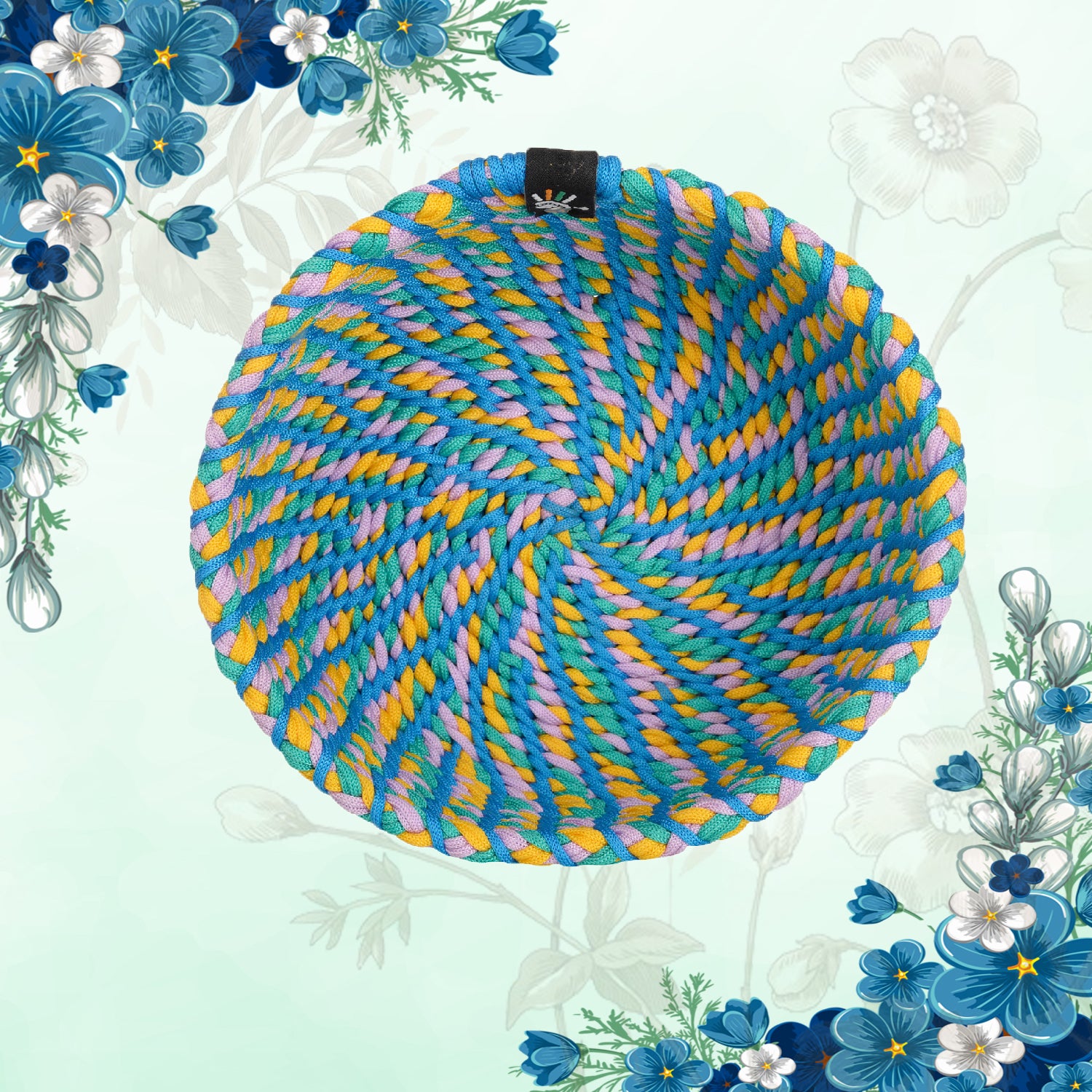 Happy Cultures 'Blue' Yarn Braided Basket