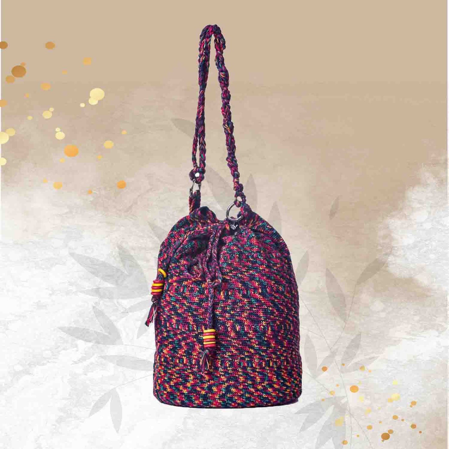 Happy Cultures Mauve Multi Colour Tassel Potli Bag