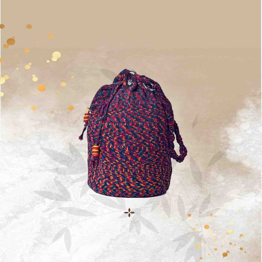 Happy Cultures Mauve Multi Colour Tassel Potli Bag