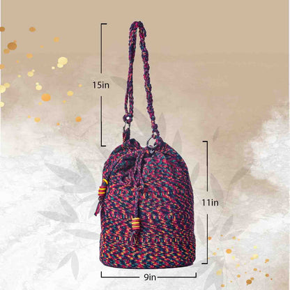 Happy Cultures Mauve Multi Colour Tassel Potli Bag