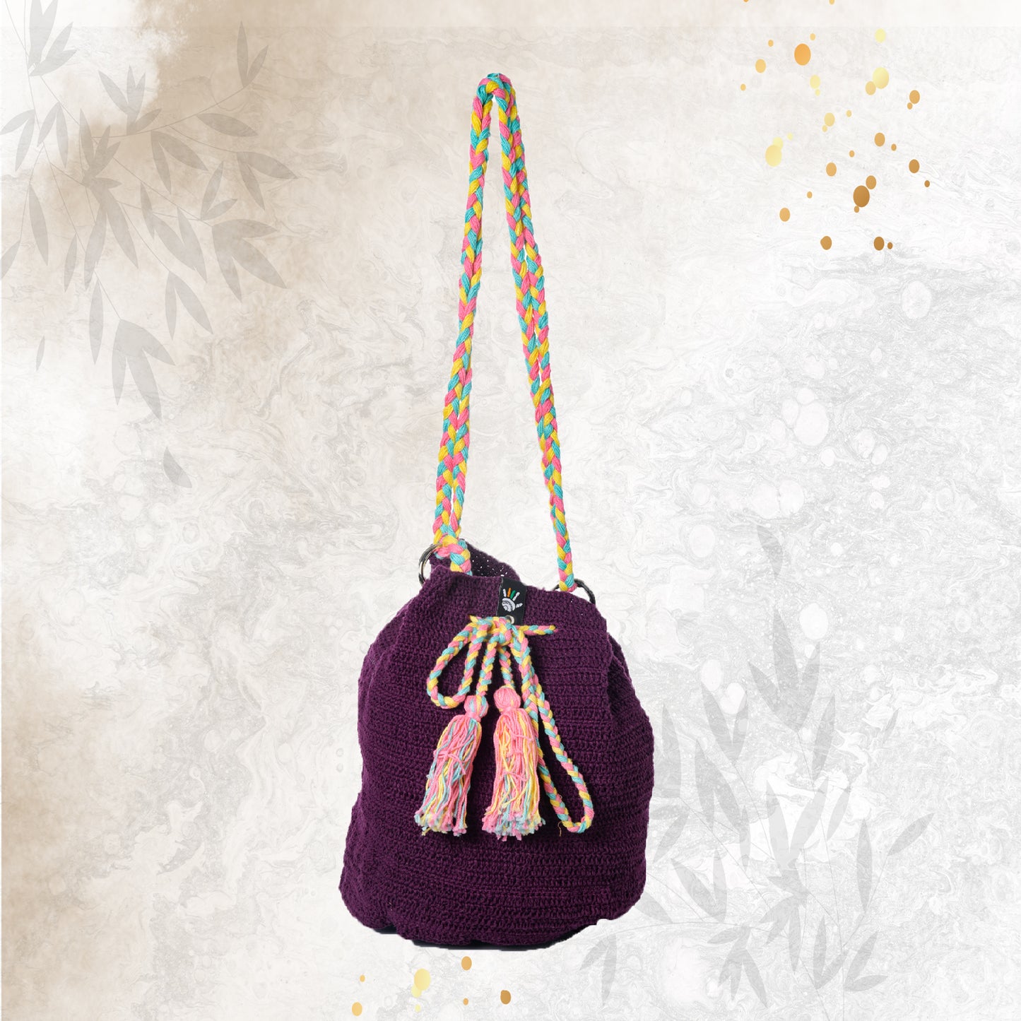 Happy Cultures Mauve Tassel Potli Bag