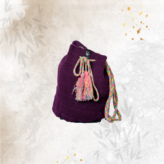 Happy Cultures Mauve Tassel Potli Bag