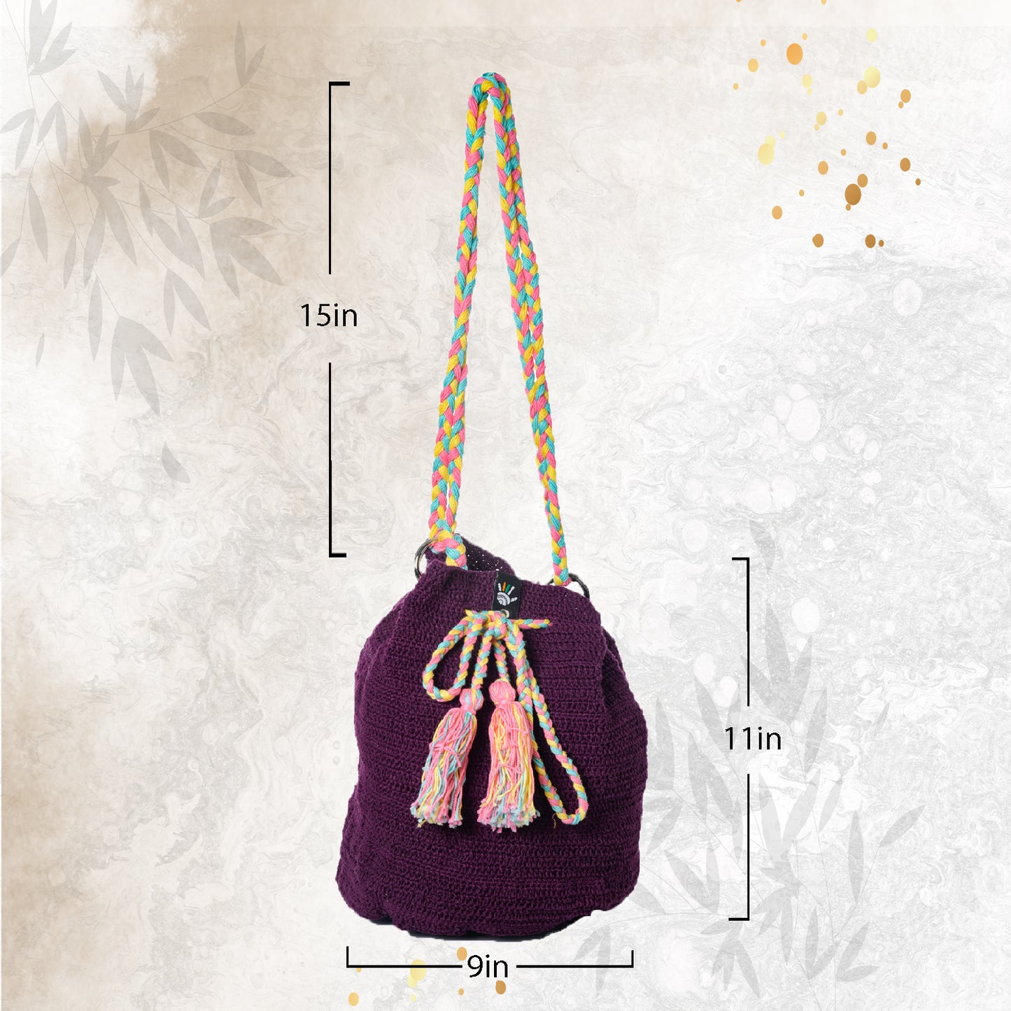 Happy Cultures Mauve Tassel Potli Bag