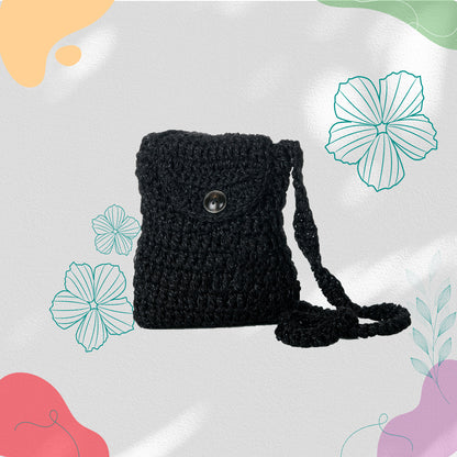 Happy Cultures Midnight Black Crocheted Sling Bag