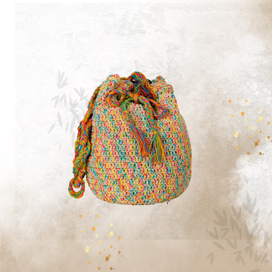 Happy Cultures Multi Colour Tassel Potli Bag