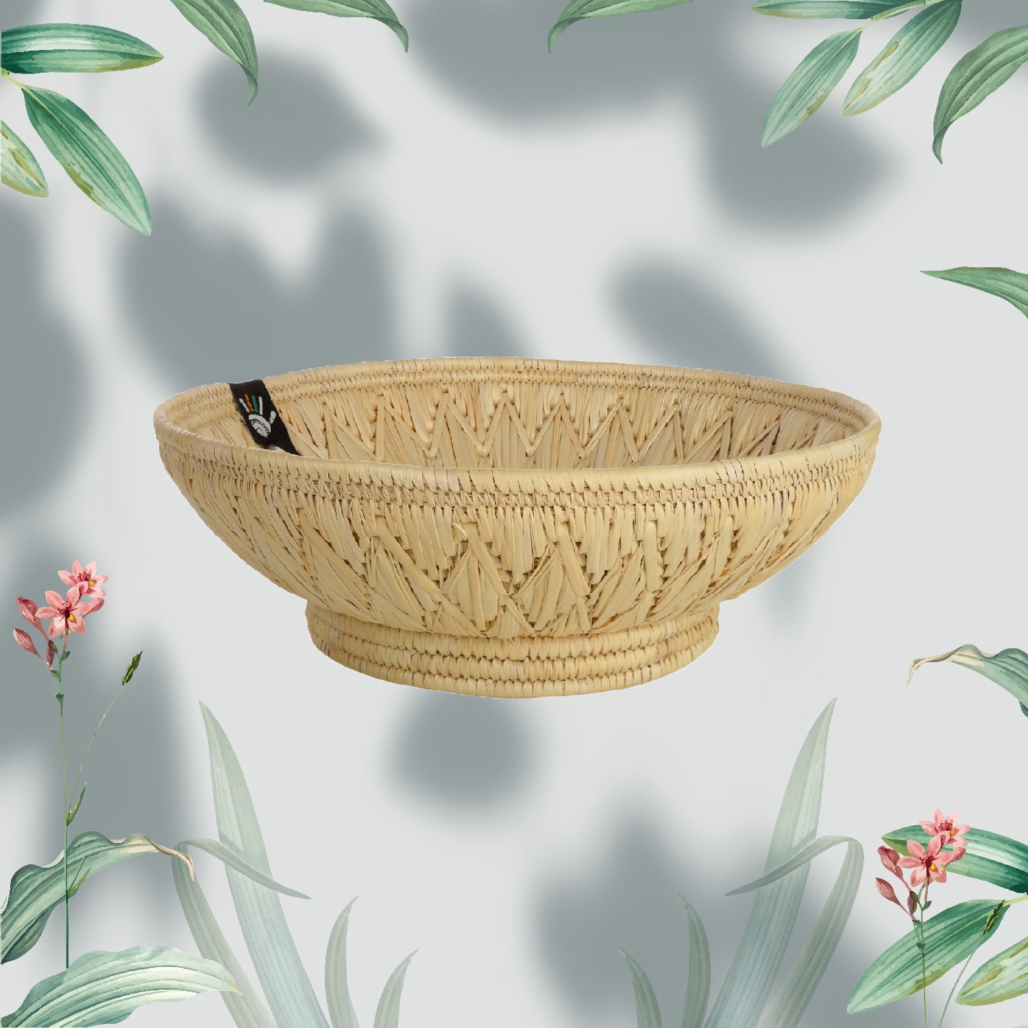 Happy Cultures 'Natural' Floral Moonj Basket