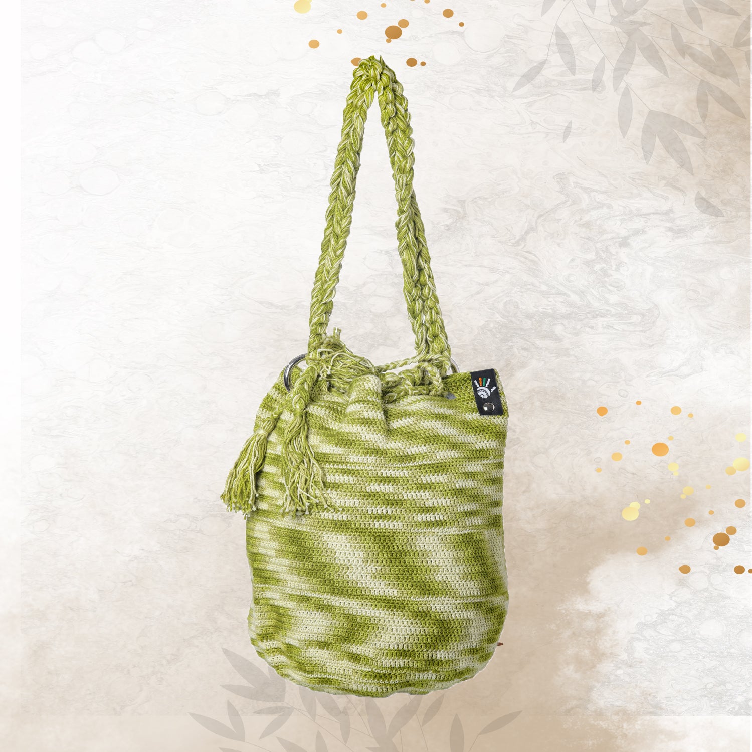 Happy Cultures Olive Multi Colour Tassel Potli Bag