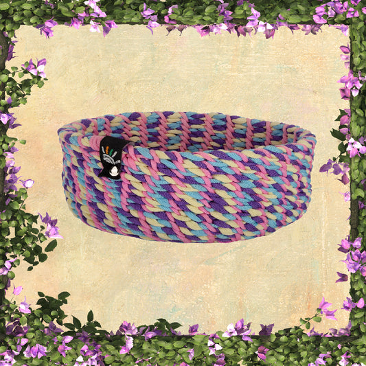 Happy Cultures 'Vibrant' Pink and Purple Yarn Braided Basket