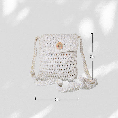 Happy Cultures Pearl White Crocheted Sling Bag