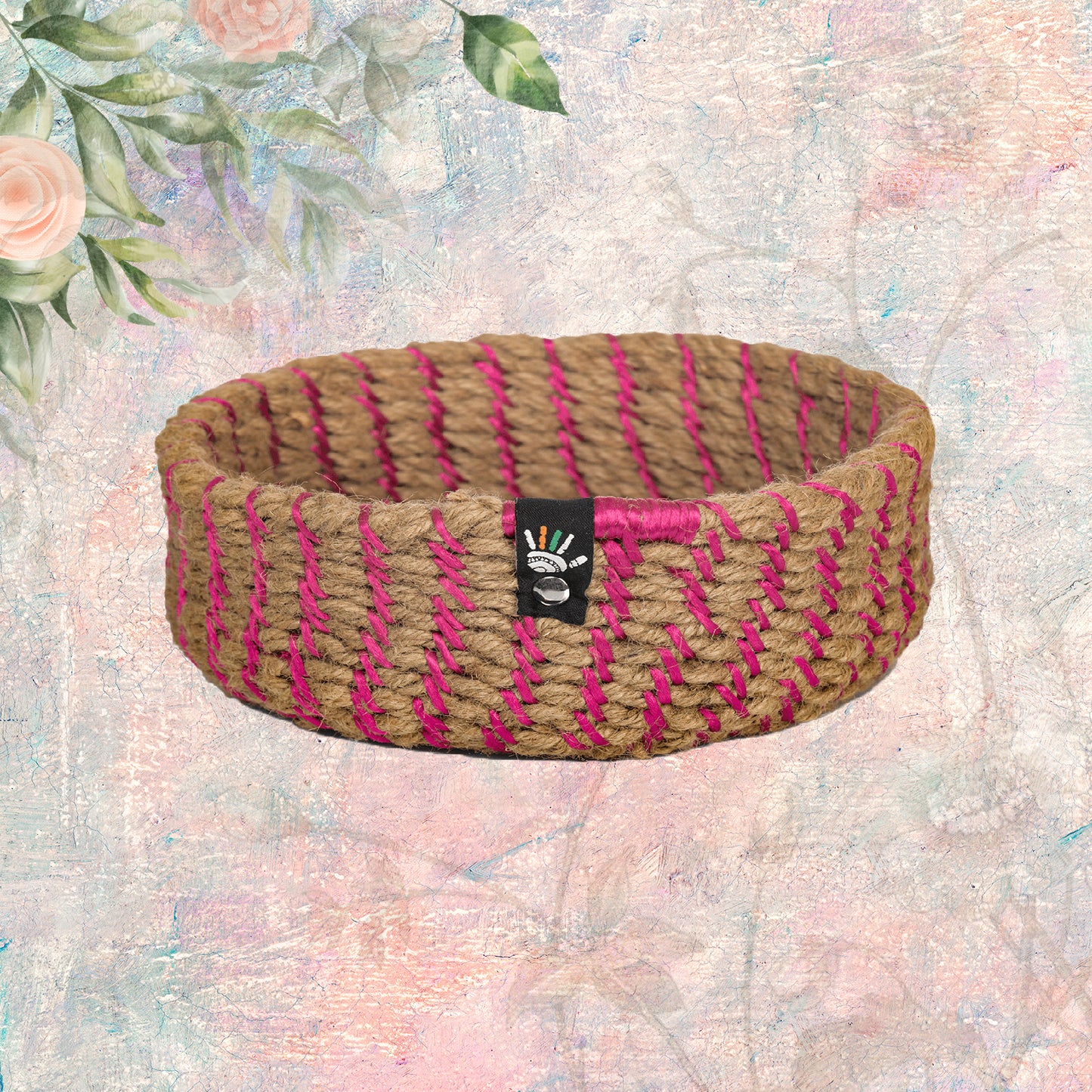 Happy Cultures 'Pink' Jute Braided Basket