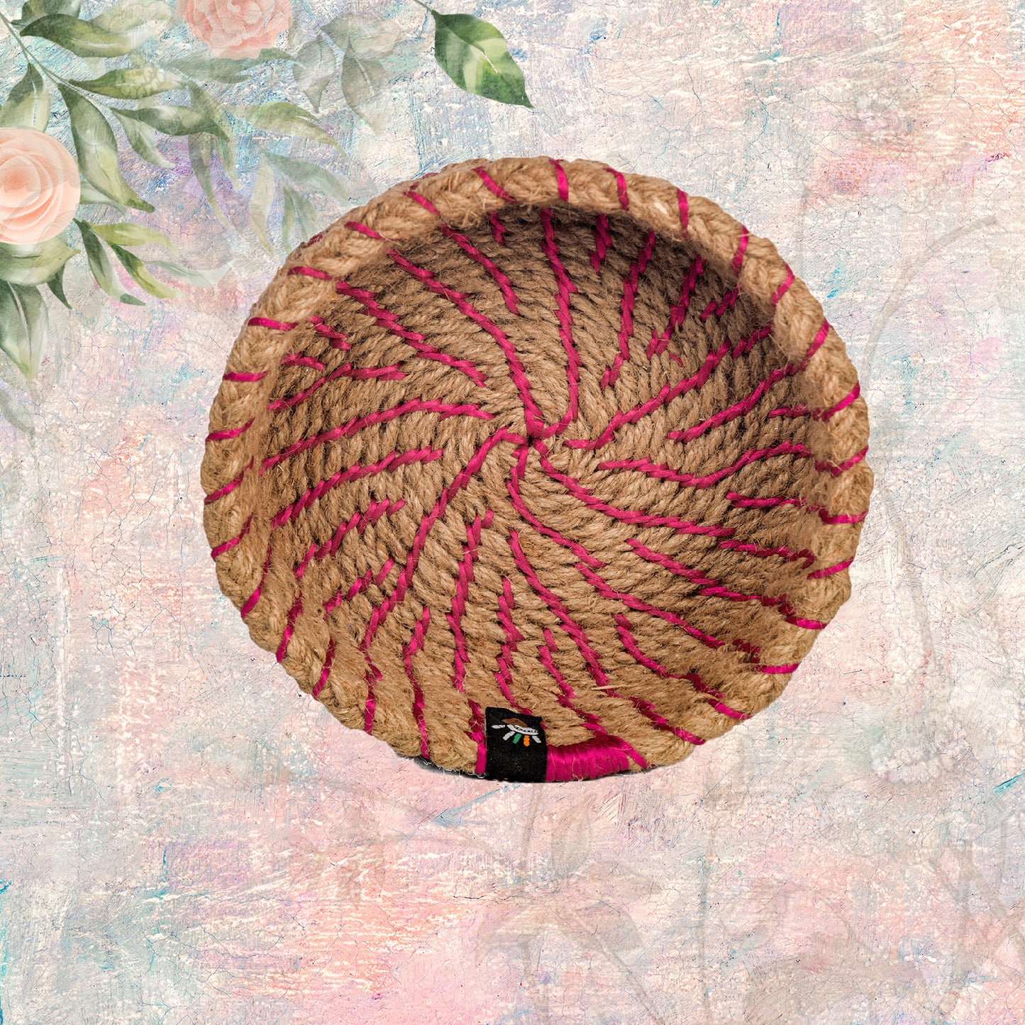 Happy Cultures 'Pink' Jute Braided Basket