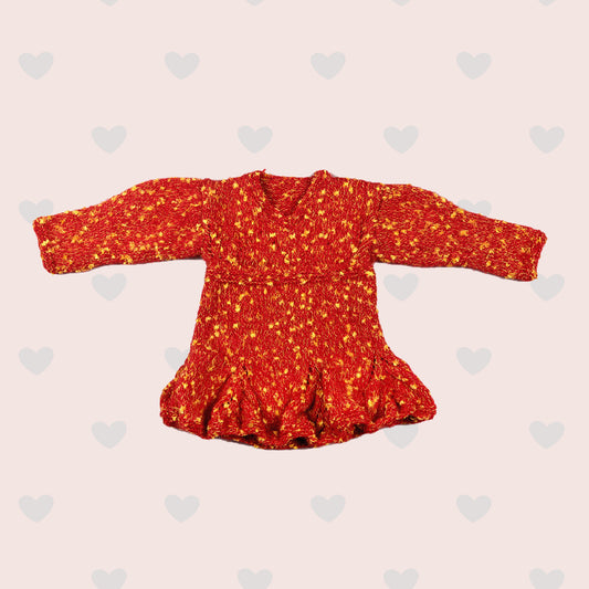 Red Spotted Woollen Frock - Happy Cultures
