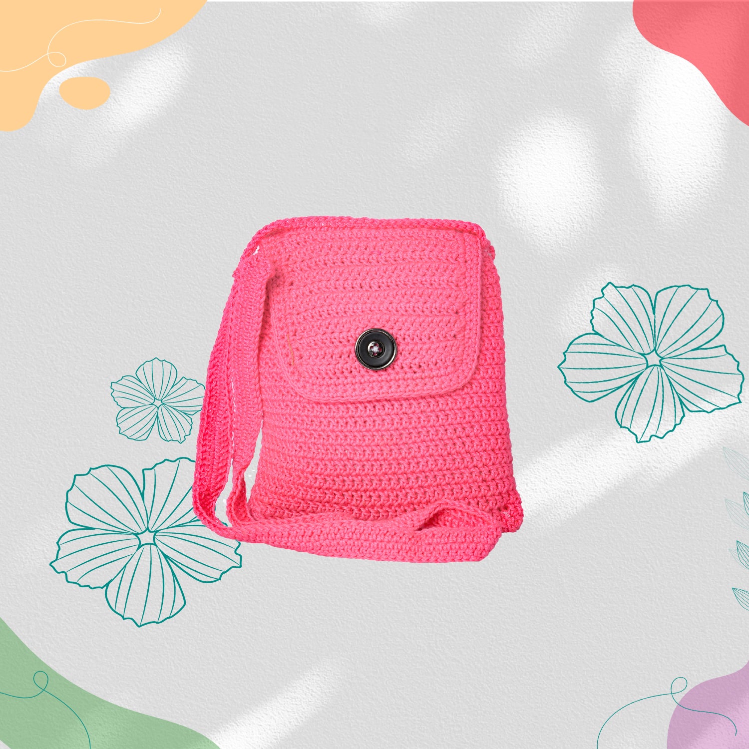 Happy Cultures Rose Pink Crocheted Sling Bag