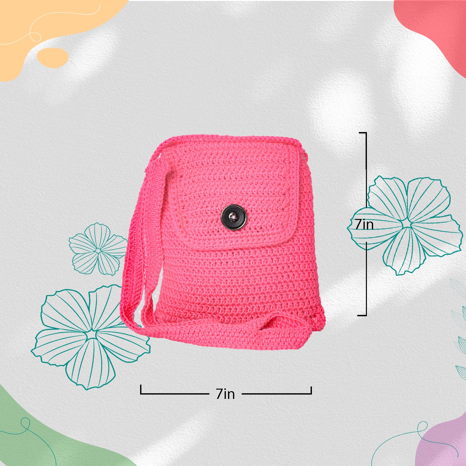 Happy Cultures Rose Pink Crocheted Sling Bag